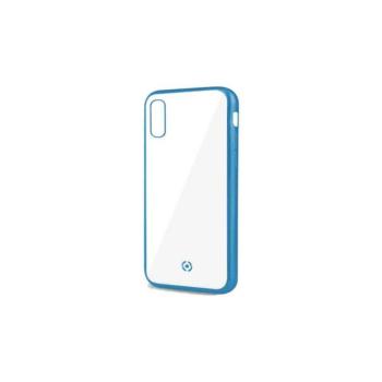 Celly Laser Matt iPhone X / XS (5,8&quot;) átlátszó szilikon tok kék kerettel kép