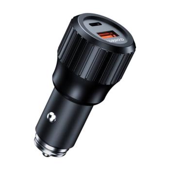 Choetech TC0010 autós töltő 1xUSB-A és 1xUSB-C csatlakozással 63W - fekete kép