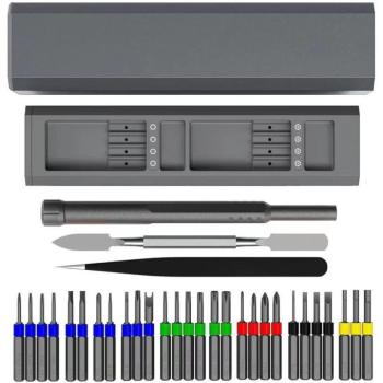 Csavarhúzó készlet, 30 db fejjel, dobozos, szürke kép