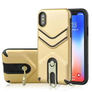 Defender műanyag telefonvédő (közepesen ütésálló, gumírozott, fém kitámasztó) ARANY Apple iPhone XR 6.1 kép