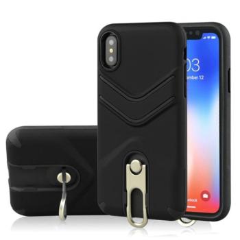 Defender műanyag telefonvédő (közepesen ütésálló, gumírozott, fém kitámasztó) FEKETE Apple iPhone XR 6.1 kép