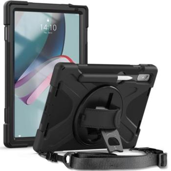 Defender műanyag telefonvédő (közepesen ütésálló, kitámasztó, 360°-ban forgatható + kézpánt, vállpánt) FEKETE Lenovo Tab P11 Pro Gen2 (TB-132FU) WIFI kép