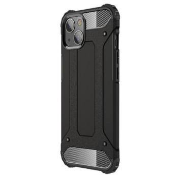 Defender műanyag telefonvédő (közepesen ütésálló, légpárnás sarok, szilikon belső, fémhatás) FEKETE Apple iPhone 13 kép