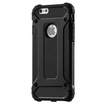 Defender műanyag telefonvédő (közepesen ütésálló, légpárnás sarok, szilikon belső, fémhatás) FEKETE Apple iPhone 6S 4.7, Apple iPhone 6 4.7 kép