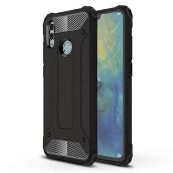 Defender műanyag telefonvédő (közepesen ütésálló, légpárnás sarok, szilikon belső, fémhatás) FEKETE Honor 10 Lite, Huawei P Smart (2019) kép