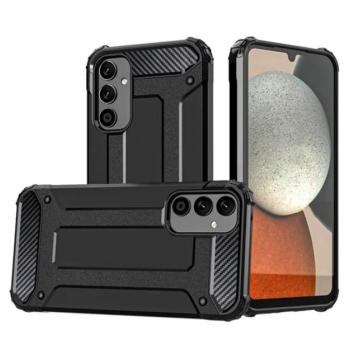 Defender műanyag telefonvédő (közepesen ütésálló, légpárnás sarok, szilikon belső, fémhatás) FEKETE Samsung Galaxy A34 5G (SM-A346) kép