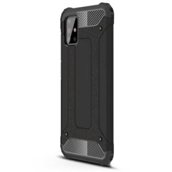 Defender műanyag telefonvédő (közepesen ütésálló, légpárnás sarok, szilikon belső, fémhatás) FEKETE Samsung Galaxy A51 (SM-A515F) kép