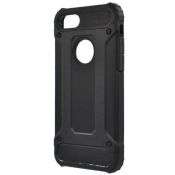 Defender műanyag telefonvédő (közepesen ütésálló, szilikon belső, fémhatás, logó kivágás) FEKETE Apple iPhone 7 4.7, Apple iPhone 8 4.7 kép