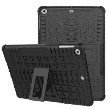 Defender műanyag telefonvédő (közepesen ütésálló, szilikon belső, kitámasztó, autógumi minta) FEKETE Apple IPAD 9.7 (2017) , Apple IPAD 9.7 (2018) kép