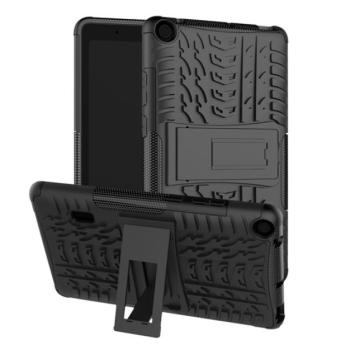 Defender műanyag telefonvédő (közepesen ütésálló, szilikon belső, kitámasztó, autógumi minta) FEKETE Huawei Mediapad T3 7 kép