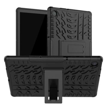 Defender műanyag telefonvédő (közepesen ütésálló, szilikon belső, kitámasztó, autógumi minta) FEKETE Lenovo Tab M10 Plus (TB-X606F), Lenovo Tab M10 FHD Plus (TB-X606X) kép
