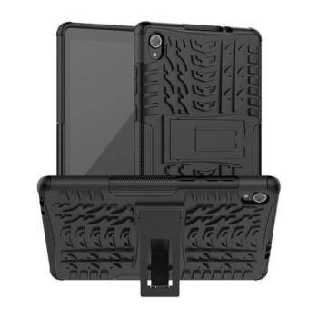 Defender műanyag telefonvédő (közepesen ütésálló, szilikon belső, kitámasztó, autógumi minta) FEKETE Lenovo Tab M8 (TB-8505F) WIFI, Lenovo Tab M8 (TB-8505X) LTE kép