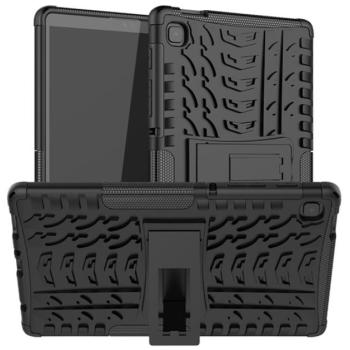 Defender műanyag telefonvédő (közepesen ütésálló, szilikon belső, kitámasztó, autógumi minta) FEKETE Samsung Galaxy Tab A7 Lite WIFI (SM-T220), Samsung Galaxy Tab A7 Lite LTE (SM-T225) kép