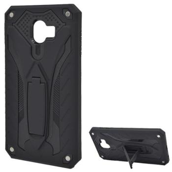 Defender műanyag telefonvédő (közepesen ütésálló, szilikon belső, kitámasztó) FEKETE Samsung Galaxy J4 (2018) SM-J400F kép