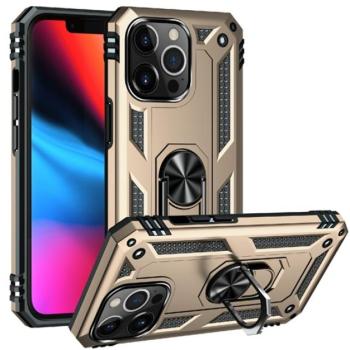 Defender műanyag telefonvédő (közepesen ütésálló, szilikon belső, telefontartó gyűrű, beépített fémlemez) ARANY Apple iPhone 13 Pro kép