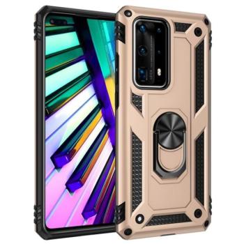 Defender műanyag telefonvédő (közepesen ütésálló, szilikon belső, telefontartó gyűrű, beépített fémlemez) ARANY Huawei P40 kép