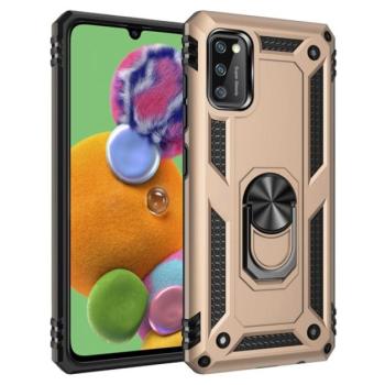 Defender műanyag telefonvédő (közepesen ütésálló, szilikon belső, telefontartó gyűrű, beépített fémlemez) ARANY Samsung Galaxy A41 (SM-A415F) kép