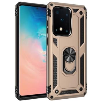 Defender műanyag telefonvédő (közepesen ütésálló, szilikon belső, telefontartó gyűrű, beépített fémlemez) ARANY Samsung Galaxy S20 Ultra (SM-G988F), Samsung Galaxy S20 Ultra 5G (SM-G988 kép