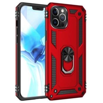 Defender műanyag telefonvédő (közepesen ütésálló, szilikon belső, telefontartó gyűrű, beépített fémlemez) PIROS Apple iPhone 12 Pro Max kép