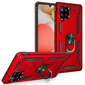 Defender műanyag telefonvédő (közepesen ütésálló, szilikon belső, telefontartó gyűrű, beépített fémlemez) PIROS Samsung Galaxy A42 5G (SM-A425F) kép