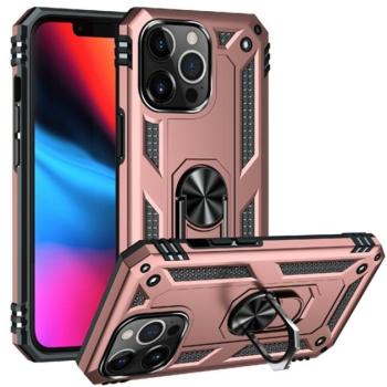 Defender műanyag telefonvédő (közepesen ütésálló, szilikon belső, telefontartó gyűrű, beépített fémlemez) ROZÉARANY Apple iPhone 13 Pro kép