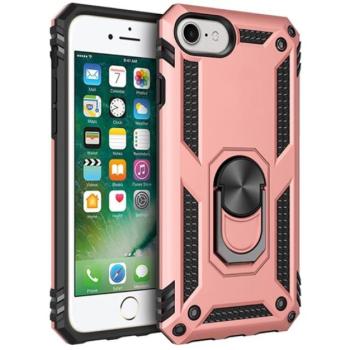 Defender műanyag telefonvédő (közepesen ütésálló, szilikon belső, telefontartó gyűrű, beépített fémlemez) ROZÉARANY Apple iPhone 7 4.7, Apple iPhone 8 4.7, Apple iPhone SE 2 (2020), Ap kép