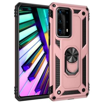 Defender műanyag telefonvédő (közepesen ütésálló, szilikon belső, telefontartó gyűrű, beépített fémlemez) ROZÉARANY Huawei P40 kép