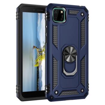 Defender műanyag telefonvédő (közepesen ütésálló, szilikon belső, telefontartó gyűrű, beépített fémlemez) SÖTÉTKÉK Huawei Y5p, Honor 9S kép