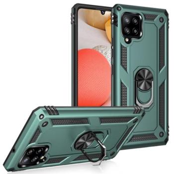 Defender műanyag telefonvédő (közepesen ütésálló, szilikon belső, telefontartó gyűrű, beépített fémlemez) SÖTÉTZÖLD Samsung Galaxy A42 5G (SM-A425F) kép