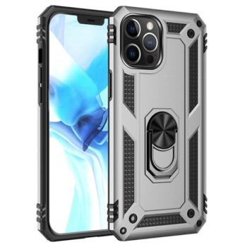 Defender műanyag telefonvédő (közepesen ütésálló, szilikon belső, telefontartó gyűrű, beépített fémlemez) SZÜRKE Apple iPhone 12 Pro Max kép