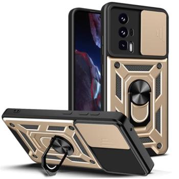 Defender műanyag telefonvédő (közepesen ütésálló, szilikon belső, telefontartó gyűrű, kamera védelem) ARANY Xiaomi Poco F5 Pro kép