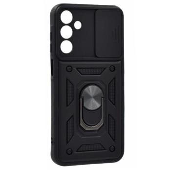 Defender műanyag telefonvédő (közepesen ütésálló, szilikon belső, telefontartó gyűrű, kamera védelem) FEKETE Samsung Galaxy A15 (SM-A155), Galaxy A15 5G (SM-A156) kép