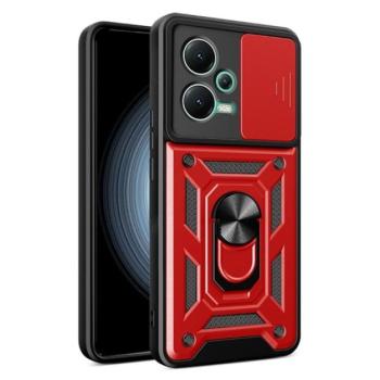 Defender műanyag telefonvédő (közepesen ütésálló, szilikon belső, telefontartó gyűrű, kamera védelem) PIROS Xiaomi Poco X5 5G kép
