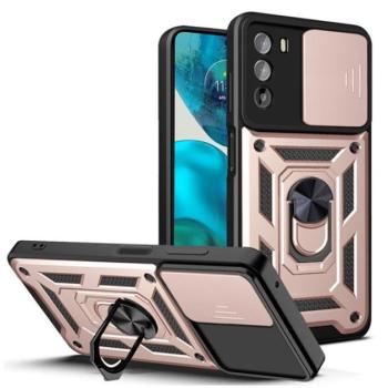 Defender műanyag telefonvédő (közepesen ütésálló, szilikon belső, telefontartó gyűrű, kamera védelem) ROZÉARANY Motorola Moto G52, Motorola Moto G82 (XT2225) kép