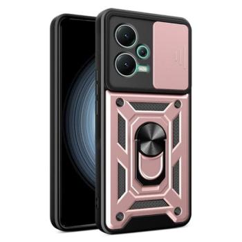 Defender műanyag telefonvédő (közepesen ütésálló, szilikon belső, telefontartó gyűrű, kamera védelem) ROZÉARANY Xiaomi Poco X5 5G kép