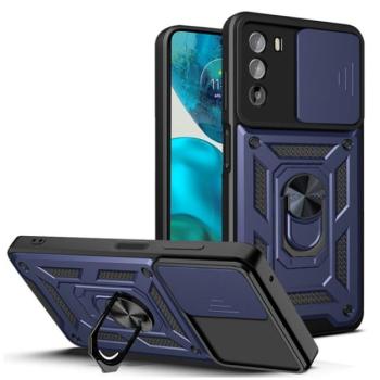 Defender műanyag telefonvédő (közepesen ütésálló, szilikon belső, telefontartó gyűrű, kamera védelem) SÖTÉTKÉK Motorola Moto G52, Motorola Moto G82 (XT2225) kép