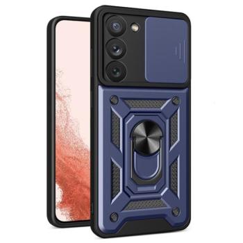 Defender műanyag telefonvédő (közepesen ütésálló, szilikon belső, telefontartó gyűrű, kamera védelem) SÖTÉTKÉK Samsung Galaxy S23 Plus (SM-S916) kép