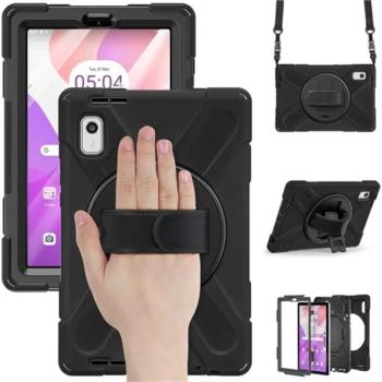 Defender műanyag telefonvédő (ütésállóság, kitámasztó, 360° + kézpánt, vállpánt) FEKETE Lenovo Tab M9 (TB310F) WIFI, Tab M9 (TB310X) LTE kép