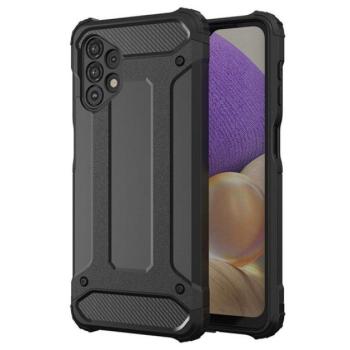Defender műanyag telefonvédő (ütésállóság, légpárnás sarok, szilikon belső, fémhatás) FEKETE Samsung Galaxy A23 5G (SM-A236F) kép