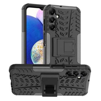 Defender műanyag telefonvédő (ütésállóság, szilikon belső, kitámasztó, autógumi) FEKETE Samsung Galaxy A15 5G (SM-A156), Galaxy A15 (SM-A155) kép