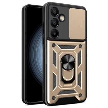 Defender műanyag telefonvédő (ütésállóság, szilikon belső, tartógyűrű, kameravédő) ARANY Samsung Galaxy S24 FE (SM-S721) kép