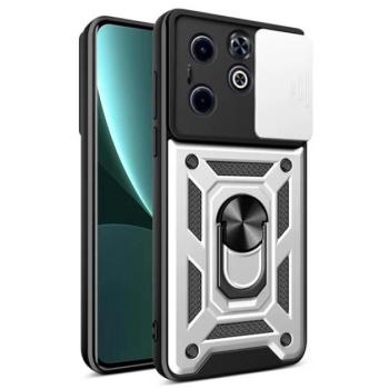 Defender műanyag telefonvédő (ütésállóság, szilikon belső, tartógyűrű, kameravédő) EZÜST Infinix Hot 40i (X6528) kép