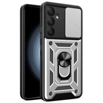 Defender műanyag telefonvédő (ütésállóság, szilikon belső, tartógyűrű, kameravédő) EZÜST Samsung Galaxy A35 5G (SM-A356) kép