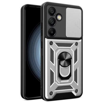 Defender műanyag telefonvédő (ütésállóság, szilikon belső, tartógyűrű, kameravédő) EZÜST Samsung Galaxy S24 FE (SM-S721) kép