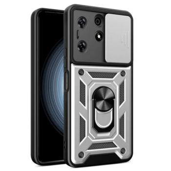 Defender műanyag telefonvédő (ütésállóság, szilikon belső, tartógyűrű, kameravédő) EZÜST Tecno Spark 10 Pro kép