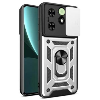 Defender műanyag telefonvédő (ütésállóság, szilikon belső, tartógyűrű, kameravédő) EZÜST Tecno Spark 20C, Spark 20 kép