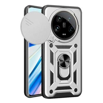 Defender műanyag telefonvédő (ütésállóság, szilikon belső, tartógyűrű, kameravédő) EZÜST Xiaomi 14 Ultra kép
