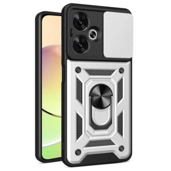 Defender műanyag telefonvédő (ütésállóság, szilikon belső, tartógyűrű, kameravédő) EZÜST Xiaomi Redmi 13C 5G kép