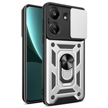 Defender műanyag telefonvédő (ütésállóság, szilikon belső, tartógyűrű, kameravédő) EZÜST Xiaomi Redmi 13C kép