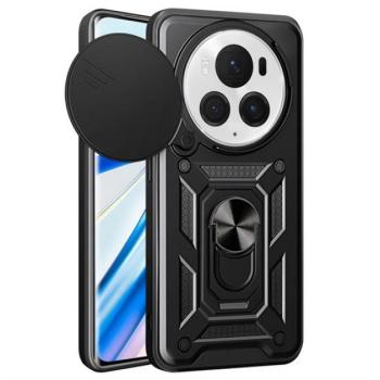 Defender műanyag telefonvédő (ütésállóság, szilikon belső, tartógyűrű, kameravédő) FEKETE Honor Magic6 Pro 5G kép
